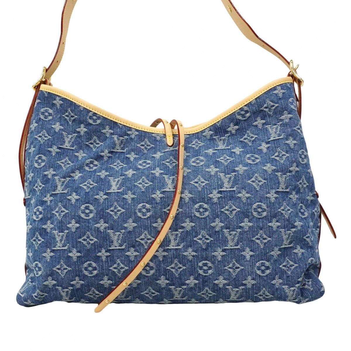 Louis Vuitton Shoulder Bag Monogram Denim Carryall NM MM Blue — view 8