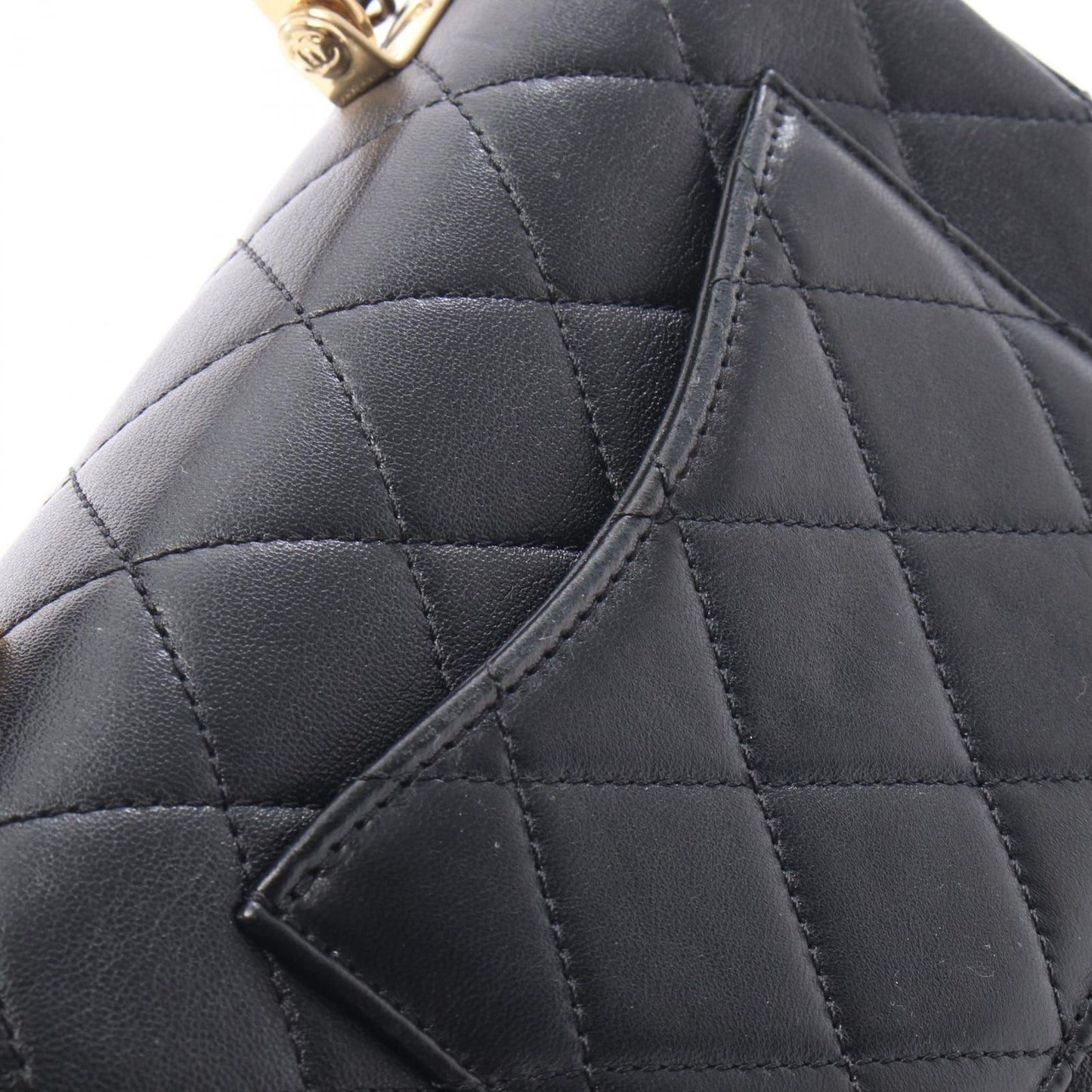 Chanel Shoulder Bag Top Handle Quilted 2-Way Black Lambskin Top Small Flap Chain — view 9