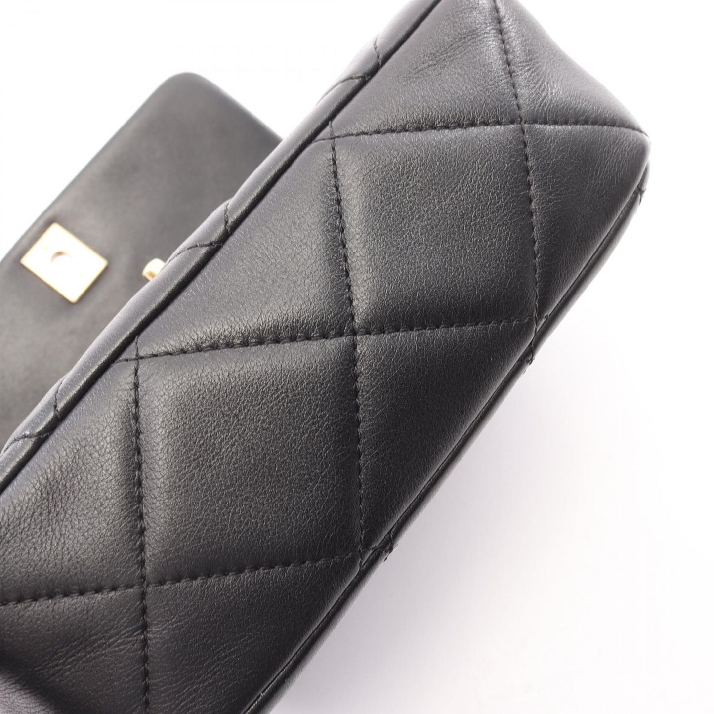 Chanel Shoulder Bag Quilted 2-Way Black Lambskin Small Flap Chain — view 9