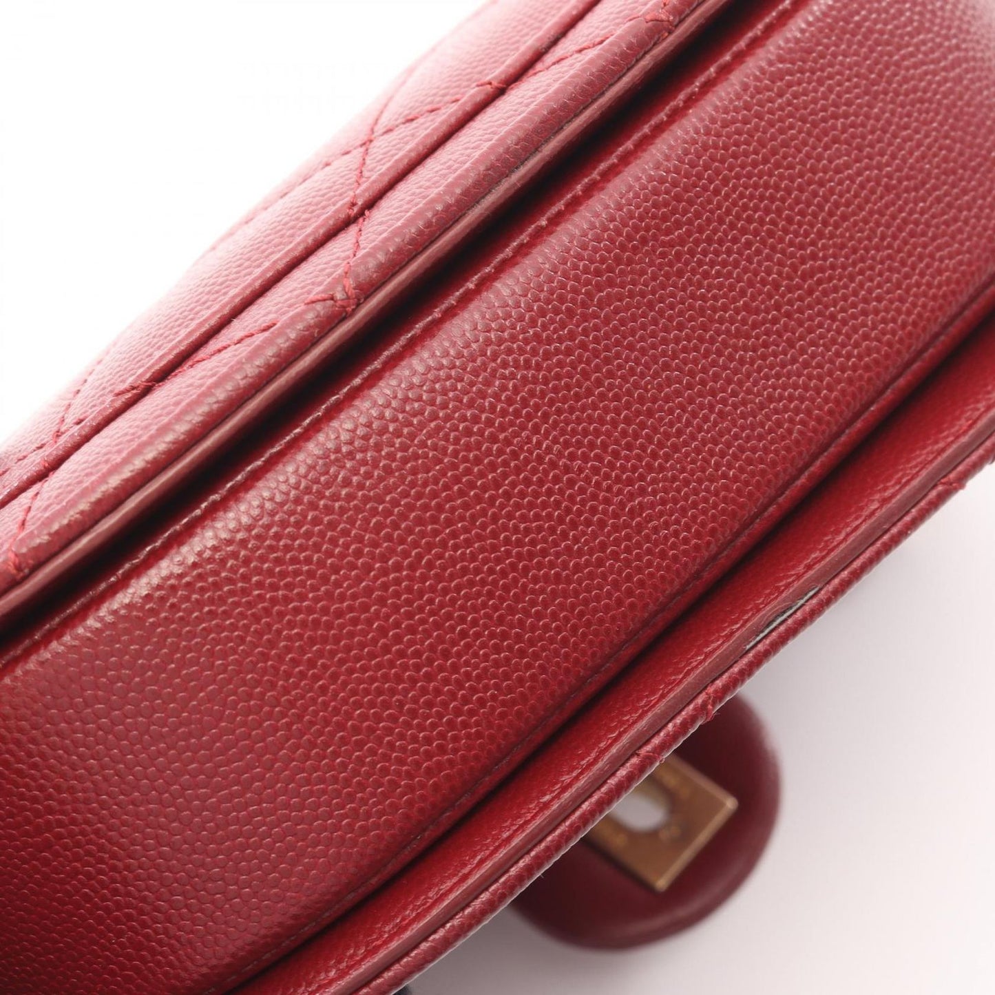 Chanel Shoulder Bag Quilted Bordeaux Caviar Leather Chain — view 8