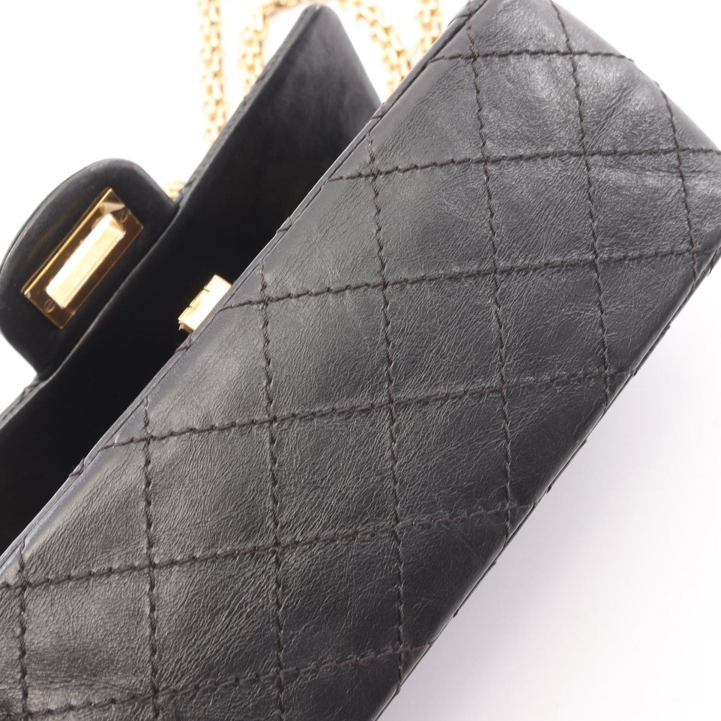 Chanel Shoulder Bag 2.55 Mini Quilted Black Leather Chain — view 9