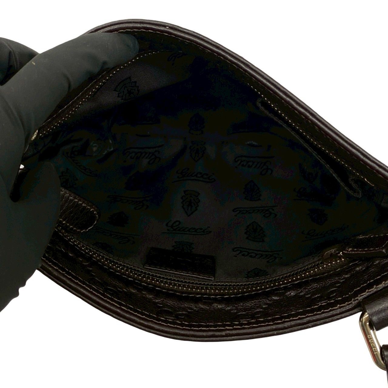 Gucci Guccissima GG Patter Leather Mini Shoulder Bag Pochette Crossbody Dark — view 9