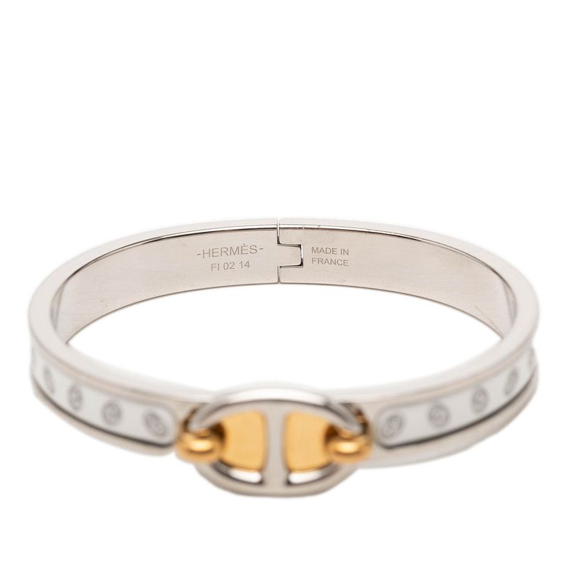 Hermes Chaine D'ancre Mini Click PM Bracelet Bangle Silver White Gold Metal — view 5