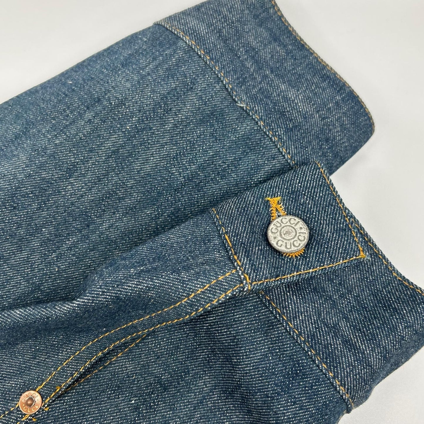Gucci Blue Cotton Leather Patch Jacket 52 — view 9