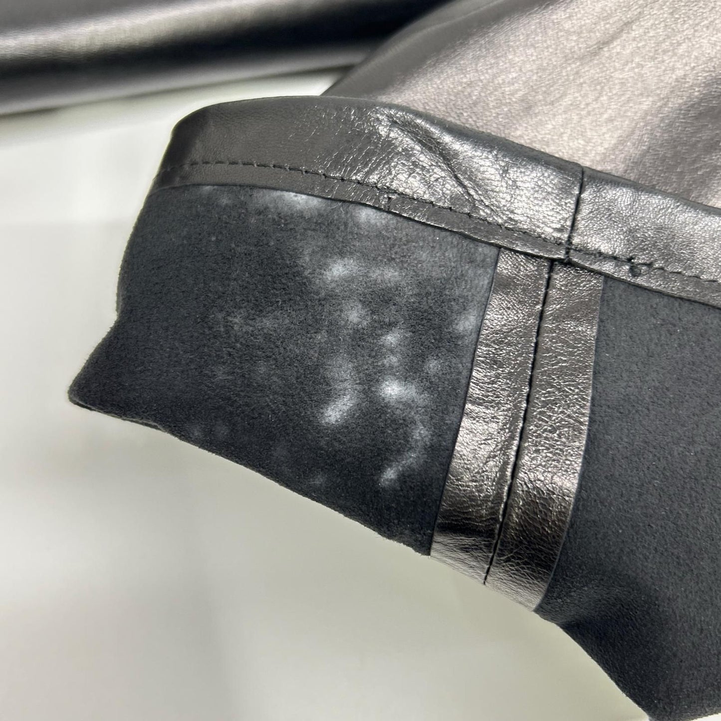 Prada Black Full Gray Leather Pants 50 — view 9
