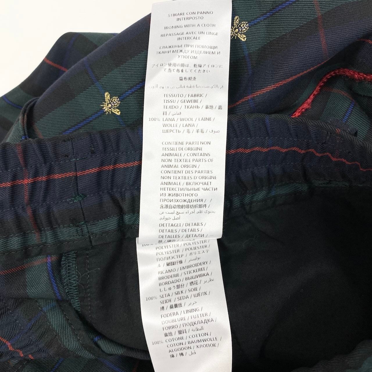 Gucci Side Line Check Pants Bee Embroidery Tartan 52 Green Wool — view 9