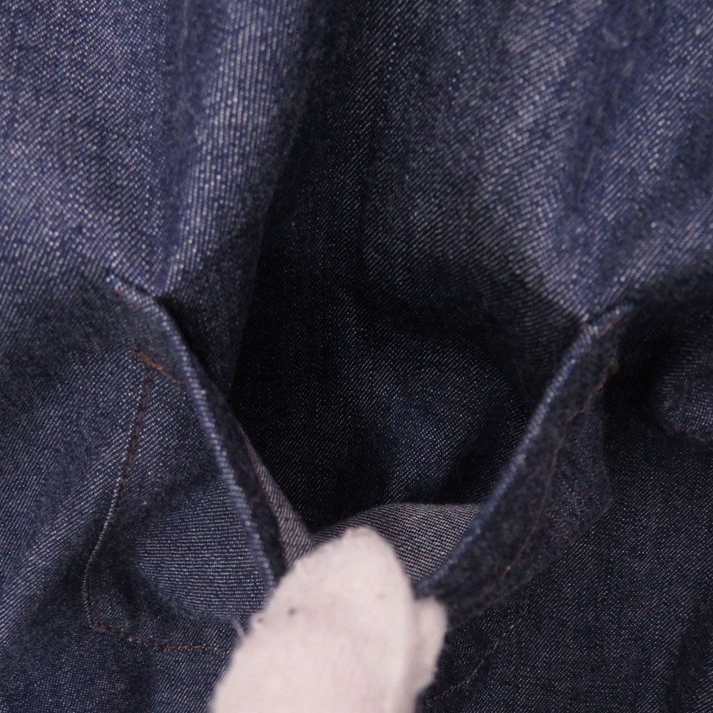 Hermes Indigo Denim Shirt 37 Gunmetal Cotton Navy Long Sleeve — view 9