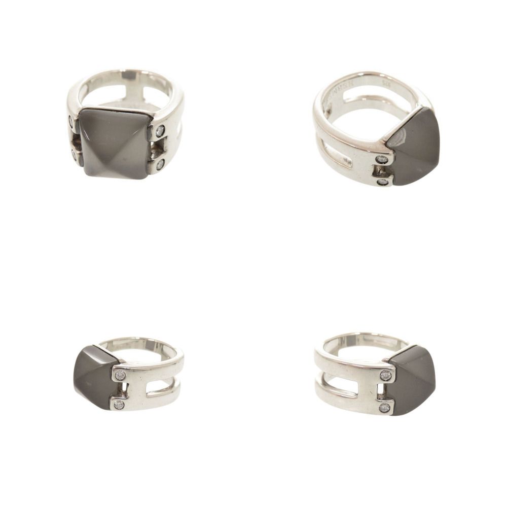 Hermes Vintage Medallion 49 925 Sterling Silver Moonstone Ring — view 9