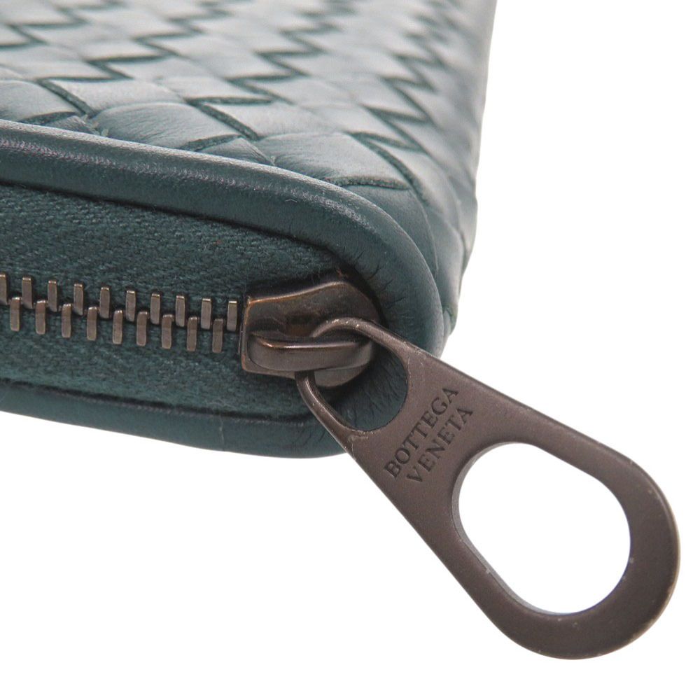 Bottega Veneta Intrecciato Leather Blue Zip Around Wallet — view 9