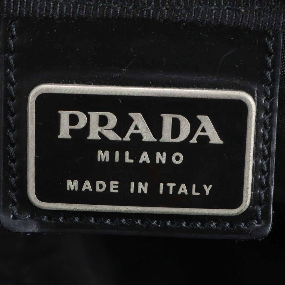 Prada Tessuto Nylon Triangle Logo Leather Boston Bag Business Trip Tote Travel — view 8