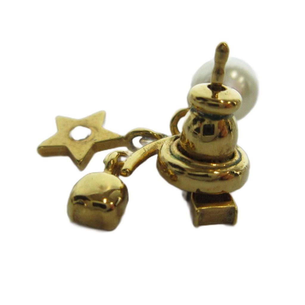 Dior Dioevolution Earrings Faux Pearl Logo Gold — view 3