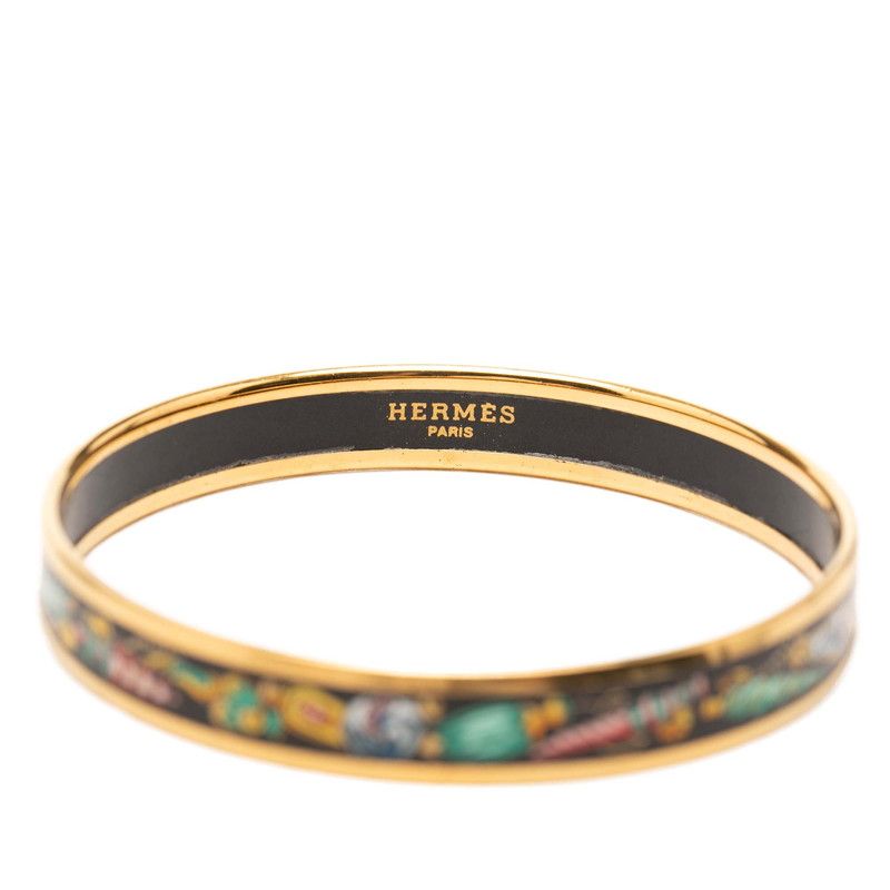 Hermes Enamel PM Cloisonne Bangle Gold Multicolor Plated 1- Bracelet — view 5
