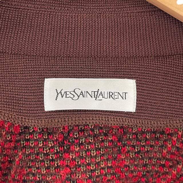 Saint Laurent Yves Knit Jacket Cardigan Wool Check Pattern All Over — view 8