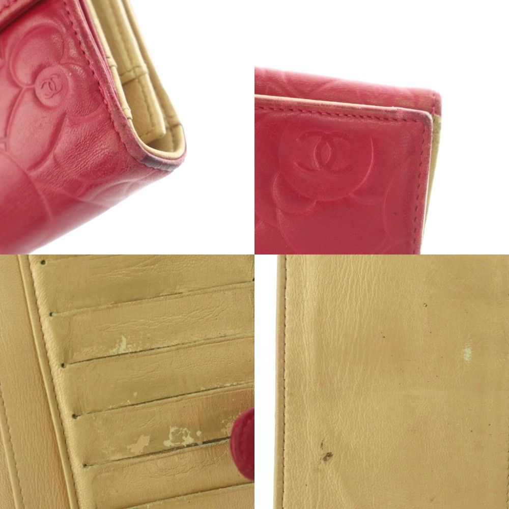Chanel Camellia Hook Wallet Bifold Lambskin Magenta Pink — view 9