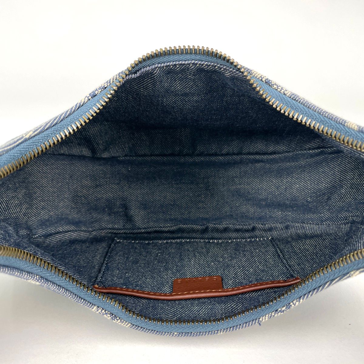 Celine Paris Macadam Shoulder Bag Denim Blue Brown — view 8