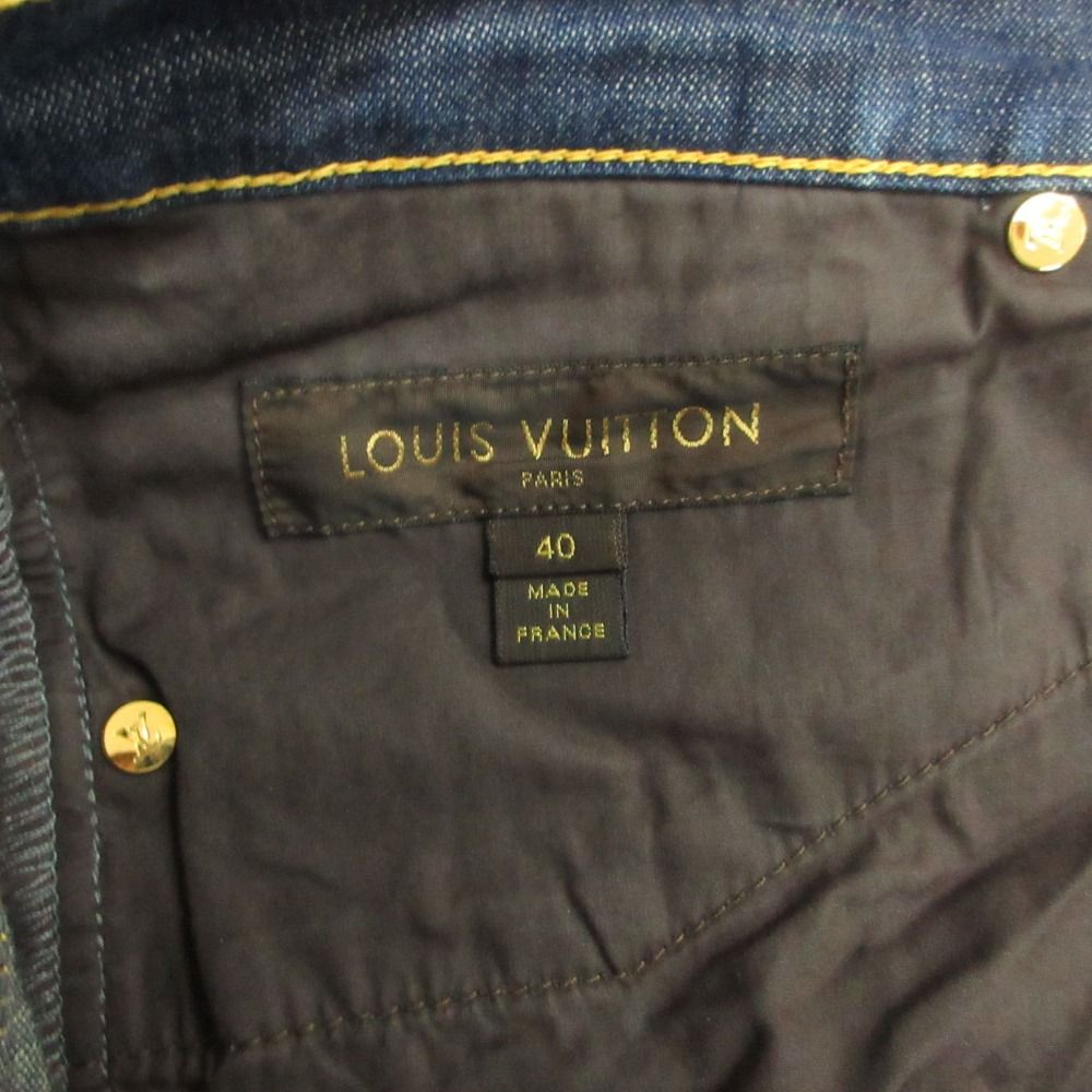 Louis Vuitton Denim Pants Monogram Flower Embroidery Jeans Pan Indigo Blue — view 9