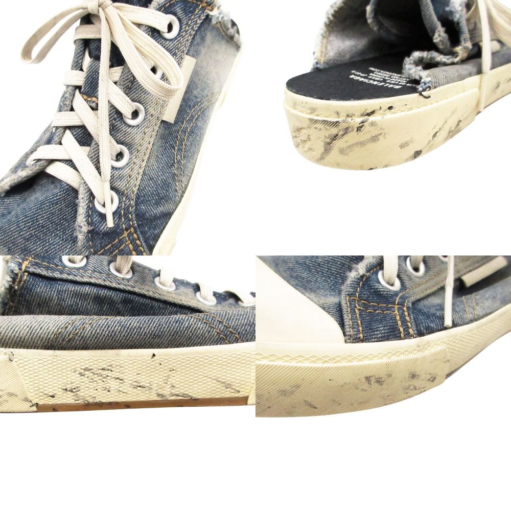 Balenciaga Mules Sneakers Denim Destroyed Cotton Shoes Indigo — view 9