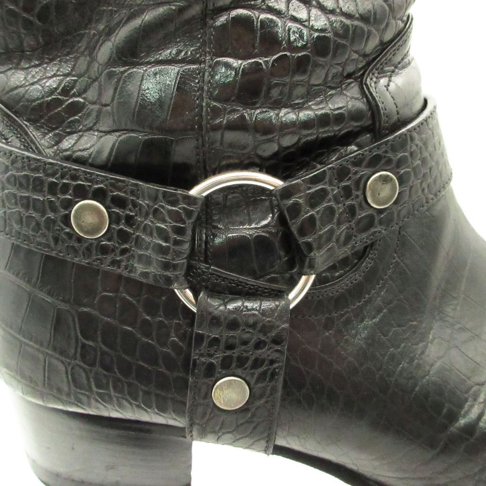 Saint Laurent Boots Wyatt Harness Ring Croco — view 9