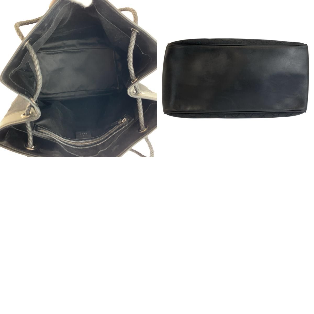 Gucci Black GG Canvas Leather Tote Shoulder — view 9