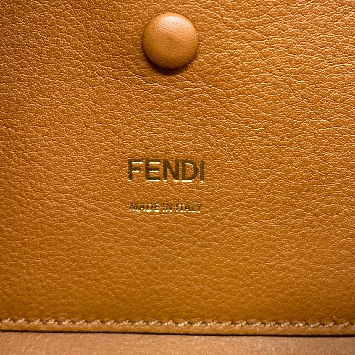 Fendi Handbag Mamma Bucket Brown White FF Embroidery Leather — view 9