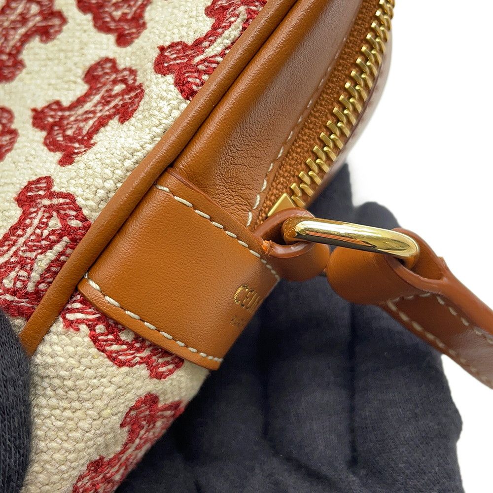 Celine Shoulder Bag Triomphe Canvas Leather White — view 9