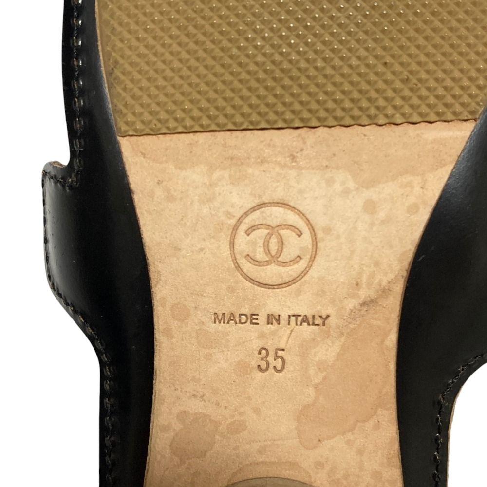 Chanel Camellia CC Logo Leather Sandals 35 Navy — view 6