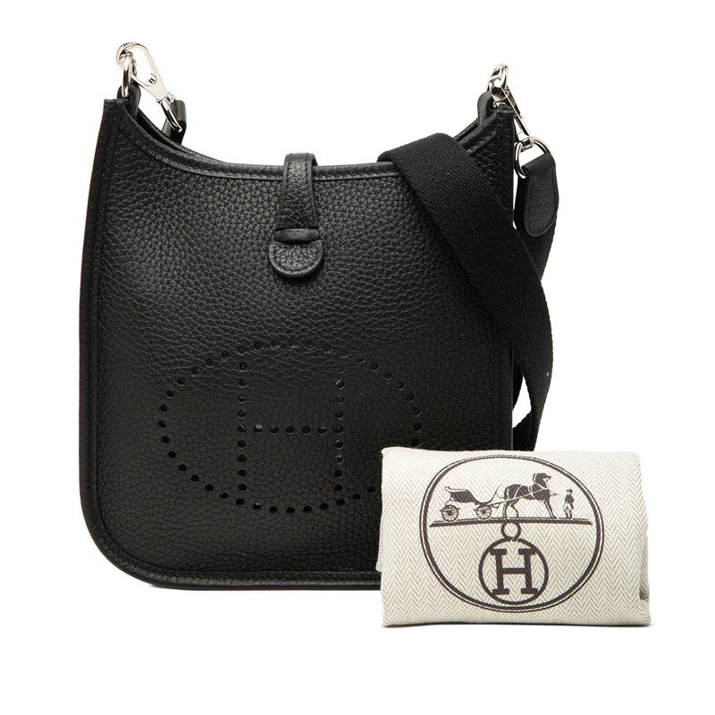 Hermes Evelyne TPM Crossbody Shoulder Bag Noir Black Taurillon Clemence — view 7