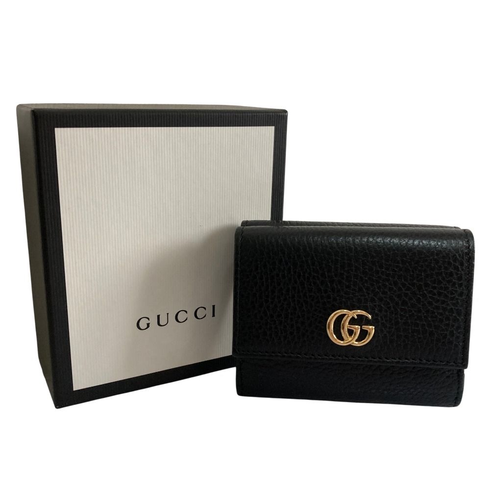 Gucci GG Marmont Trifold Double Flap Wallet Black — view 9