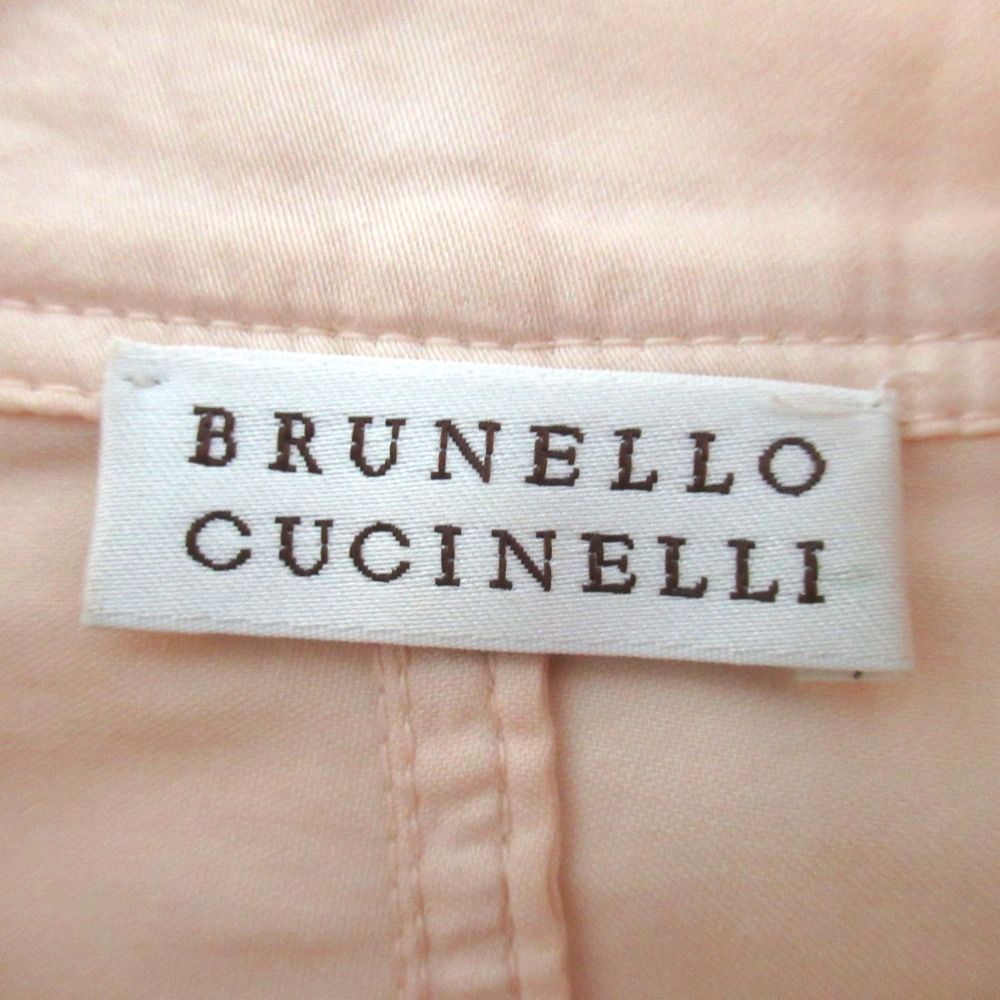 Brunello Cucinelli Chiffon Ribbon Long Sleeve Work Shirt Jacket 42 Pink Beige — view 7