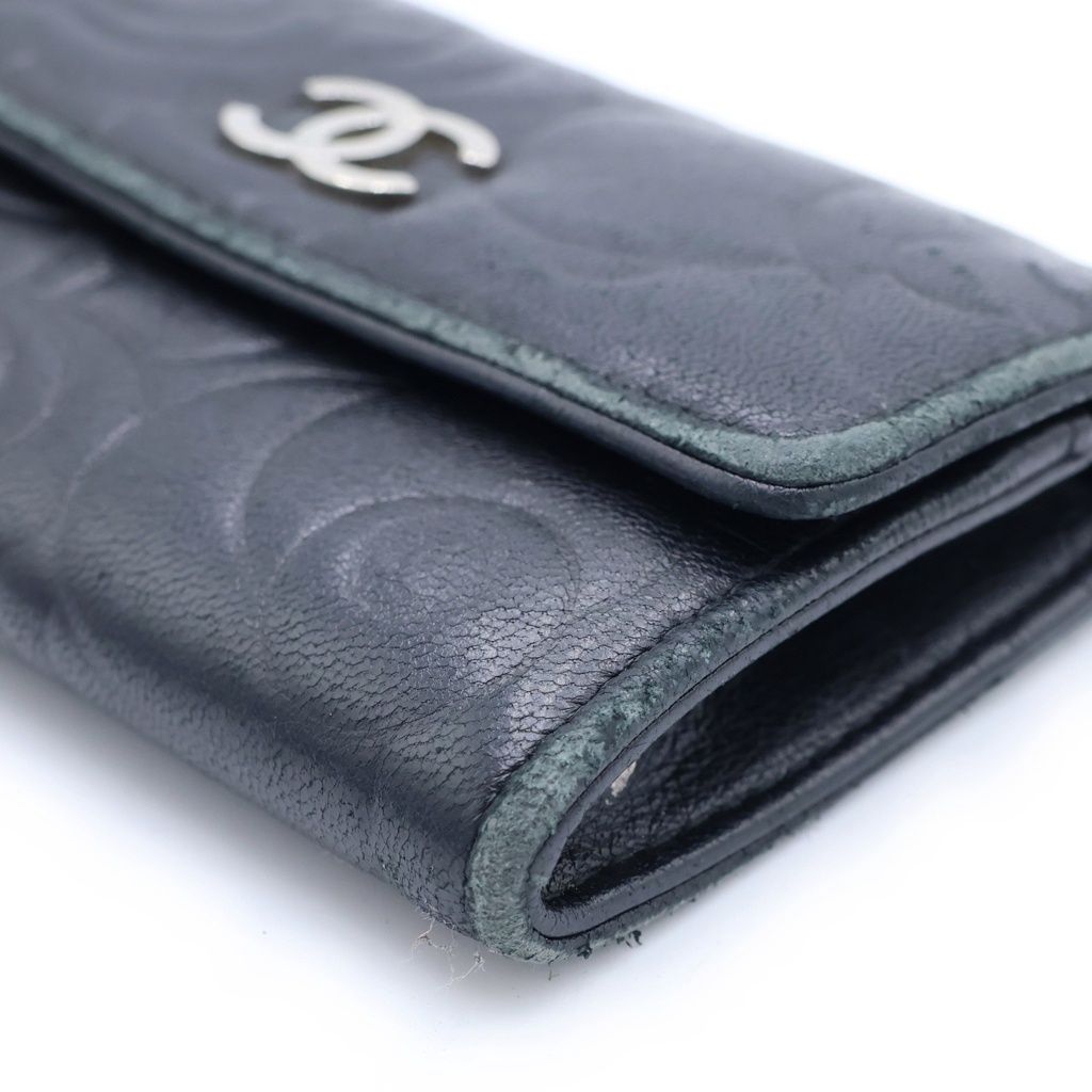 Chanel Lambskin Camellia Coin Card Case Black — view 6