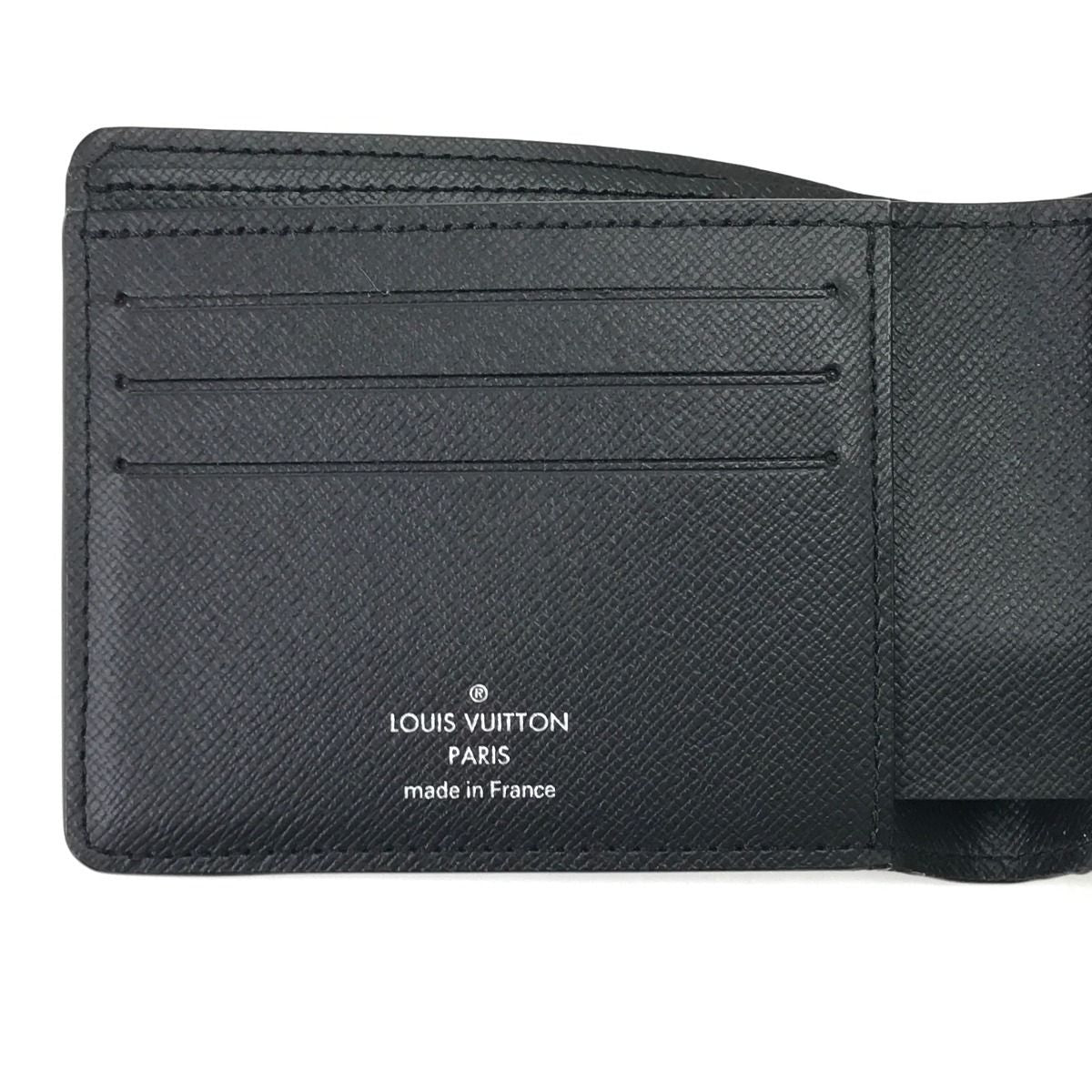 Louis Vuitton Bifold Wallet Taiga Portefeuille Multiple Black — view 9