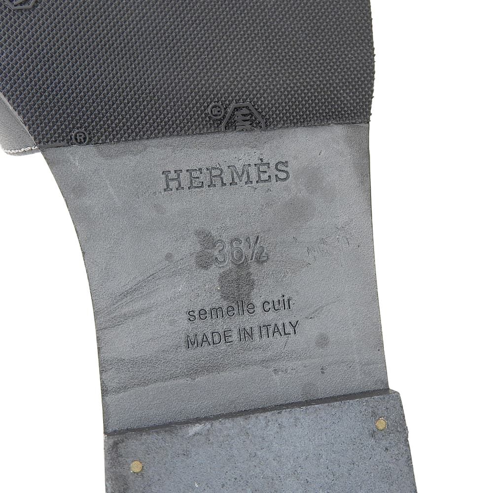 Hermes Oran Flat Sandals Shoes Black 36.5 — view 6