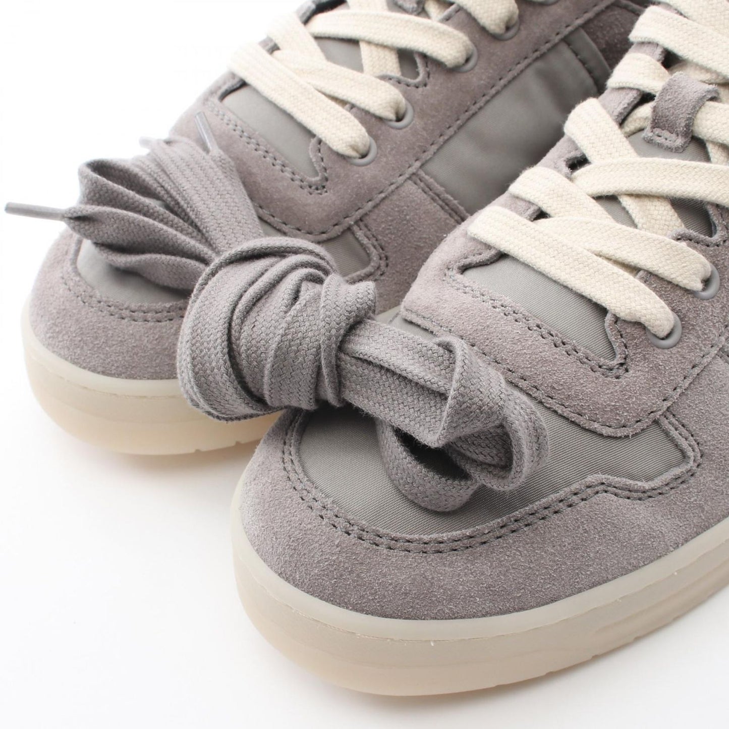 Prada Sneakers Triangle Logo Downtown Gray Nylon Suede — view 7