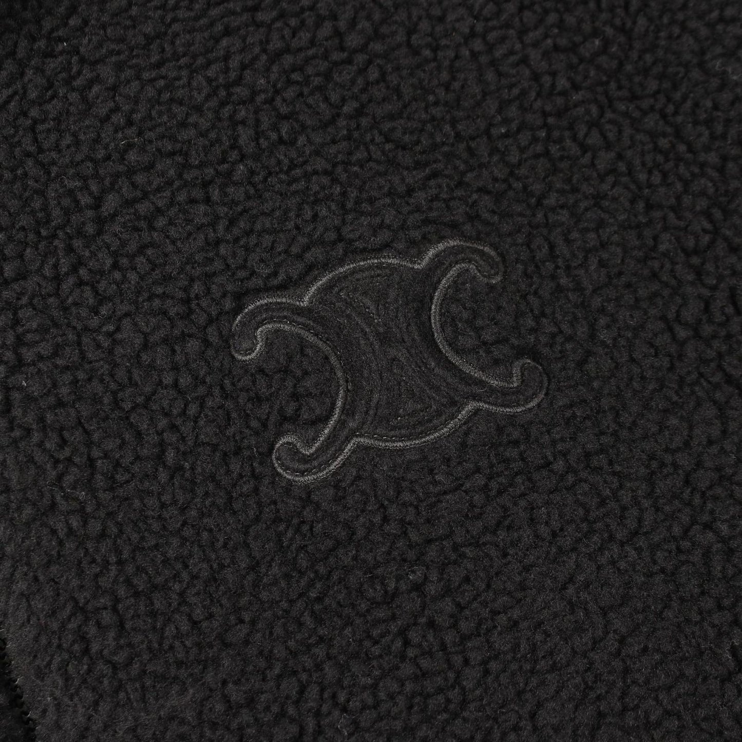 Celine Jacket Triomphe Hooded Fleece Black Wool Hood — view 5