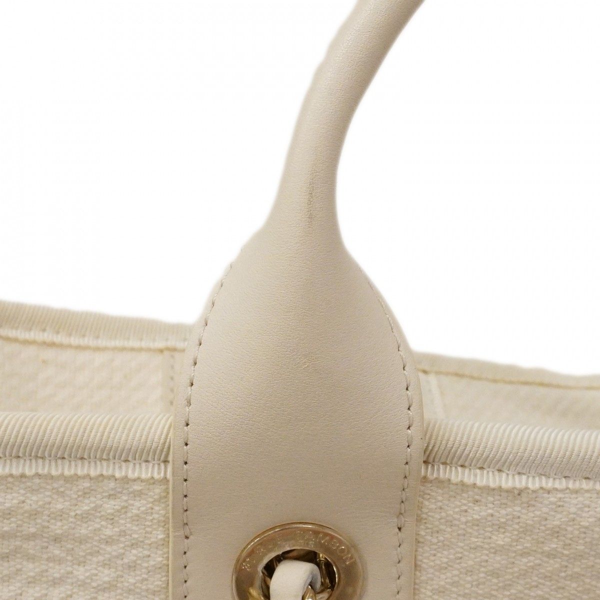 Chanel Handbag Deauville Canvas White Champagne Gold 2-Way — view 9