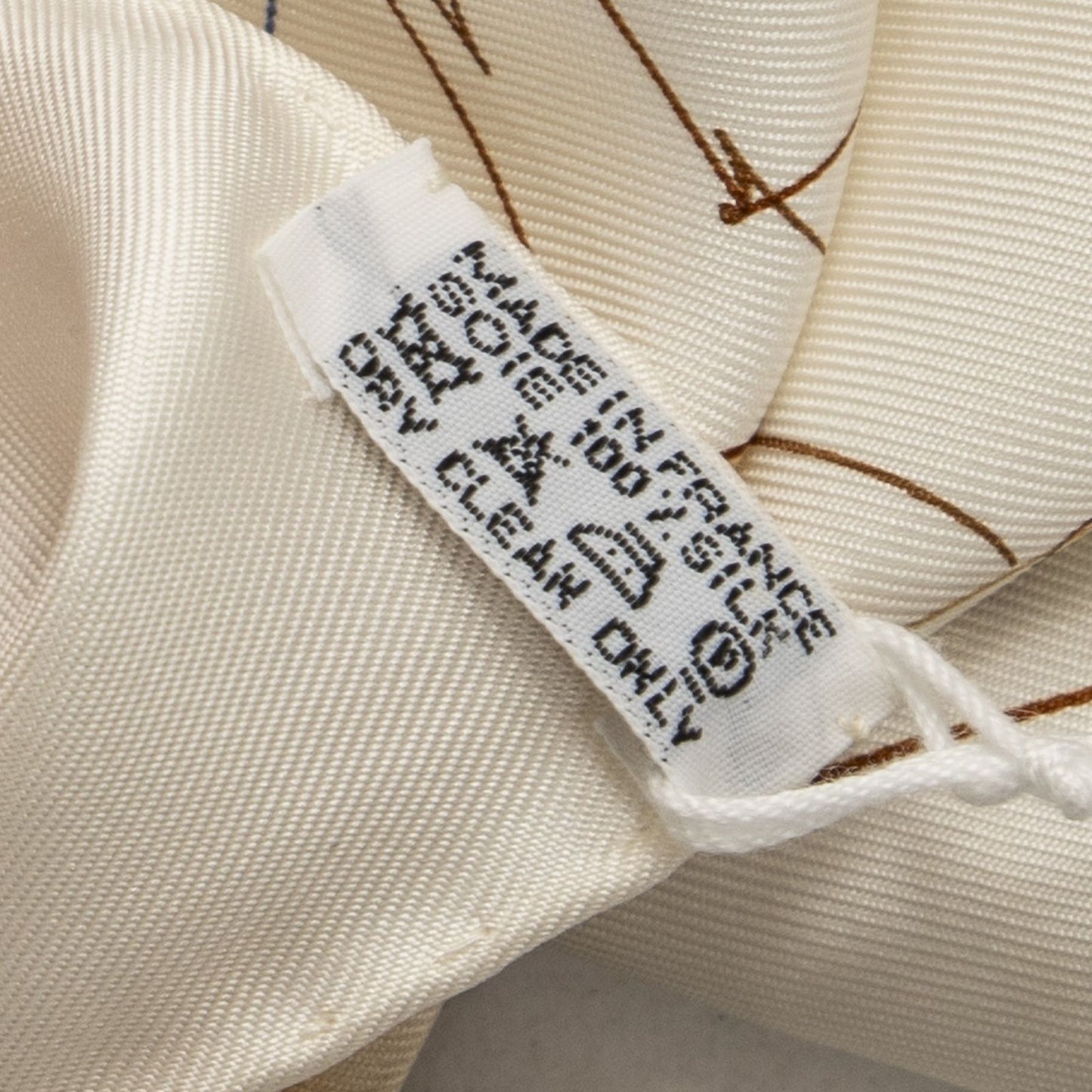 Hermes Scarf Ivory Beige Blue Silk — view 5