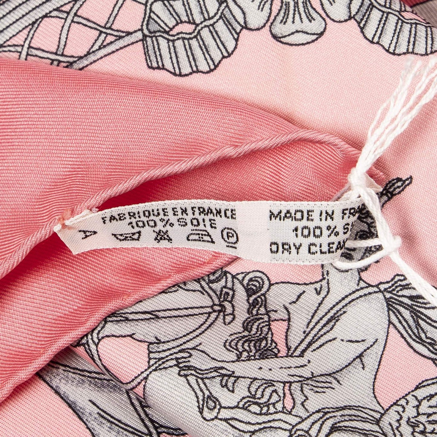 Hermes Scarf Pink 100% Silver Twill Silk — view 5