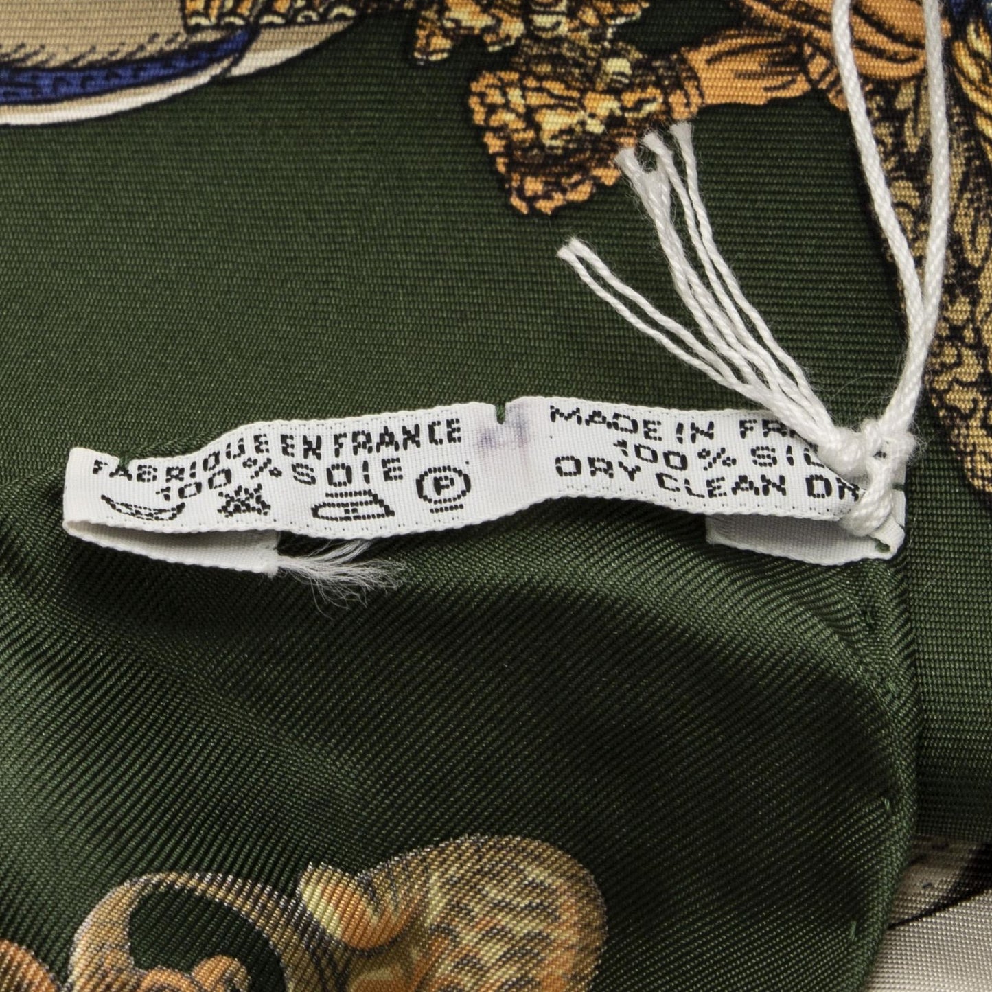 Hermes Scarf Green Gold White Silk — view 5