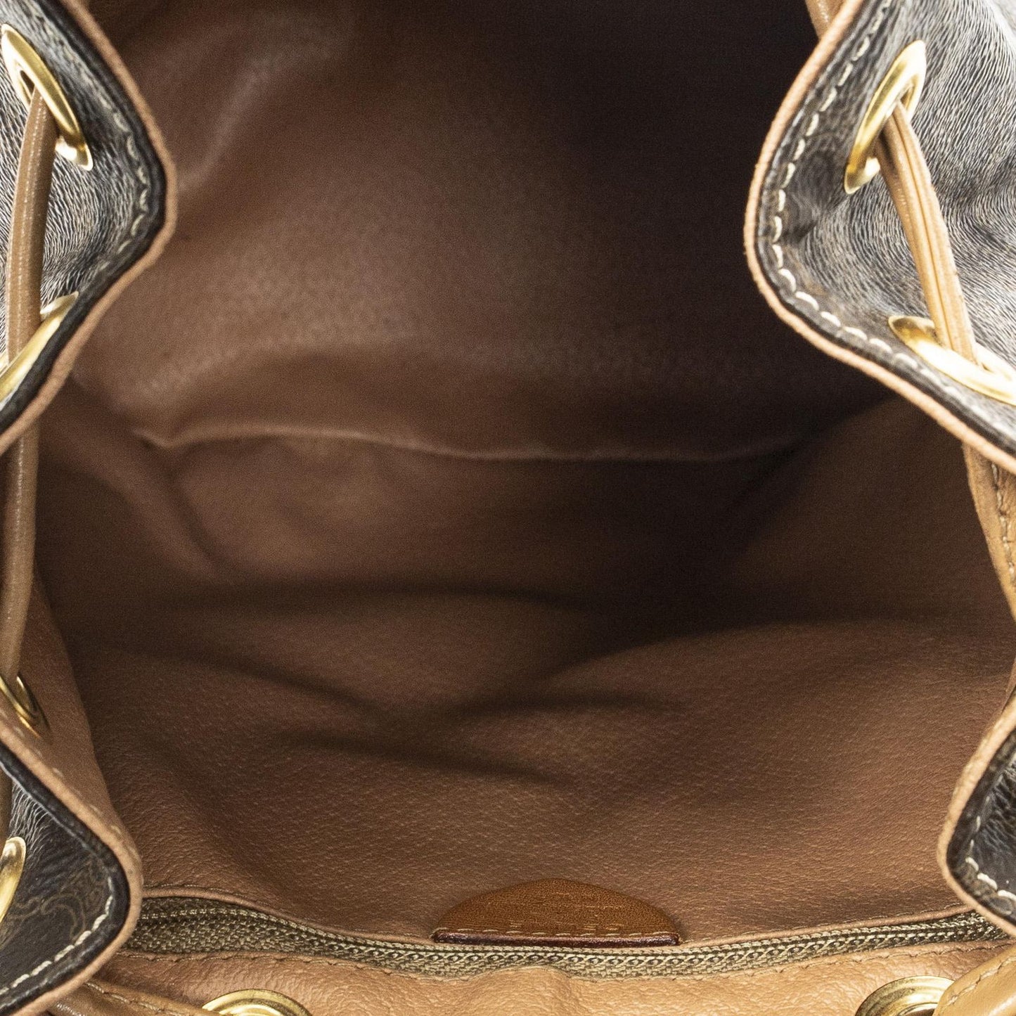 Celine Drawstring Flap Backpack Beige Brown Macadam Canvas — view 9
