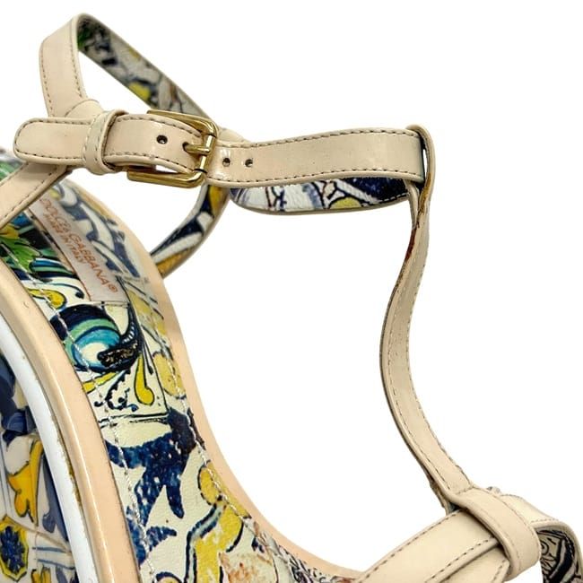 Dolce & Gabbana Sandals Beige Multicolor D&G Wood Plastic & — view 9