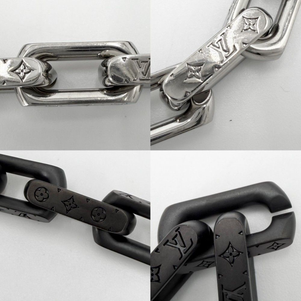 Louis Vuitton Necklace Monogram Chain Silver Black — view 5