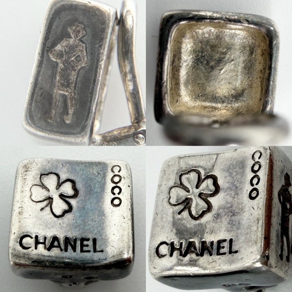 Chanel Earrings Square Clover Mademoiselle 925 Sterling Silver — view 5