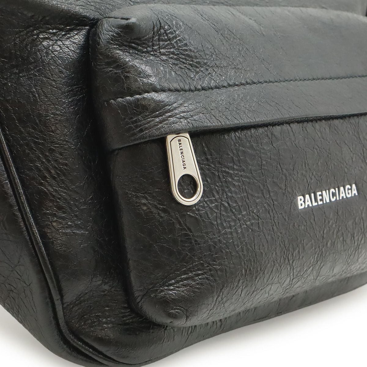 Balenciaga Raver Mediu Logo Print Shoulder Bag Leather Black — view 8