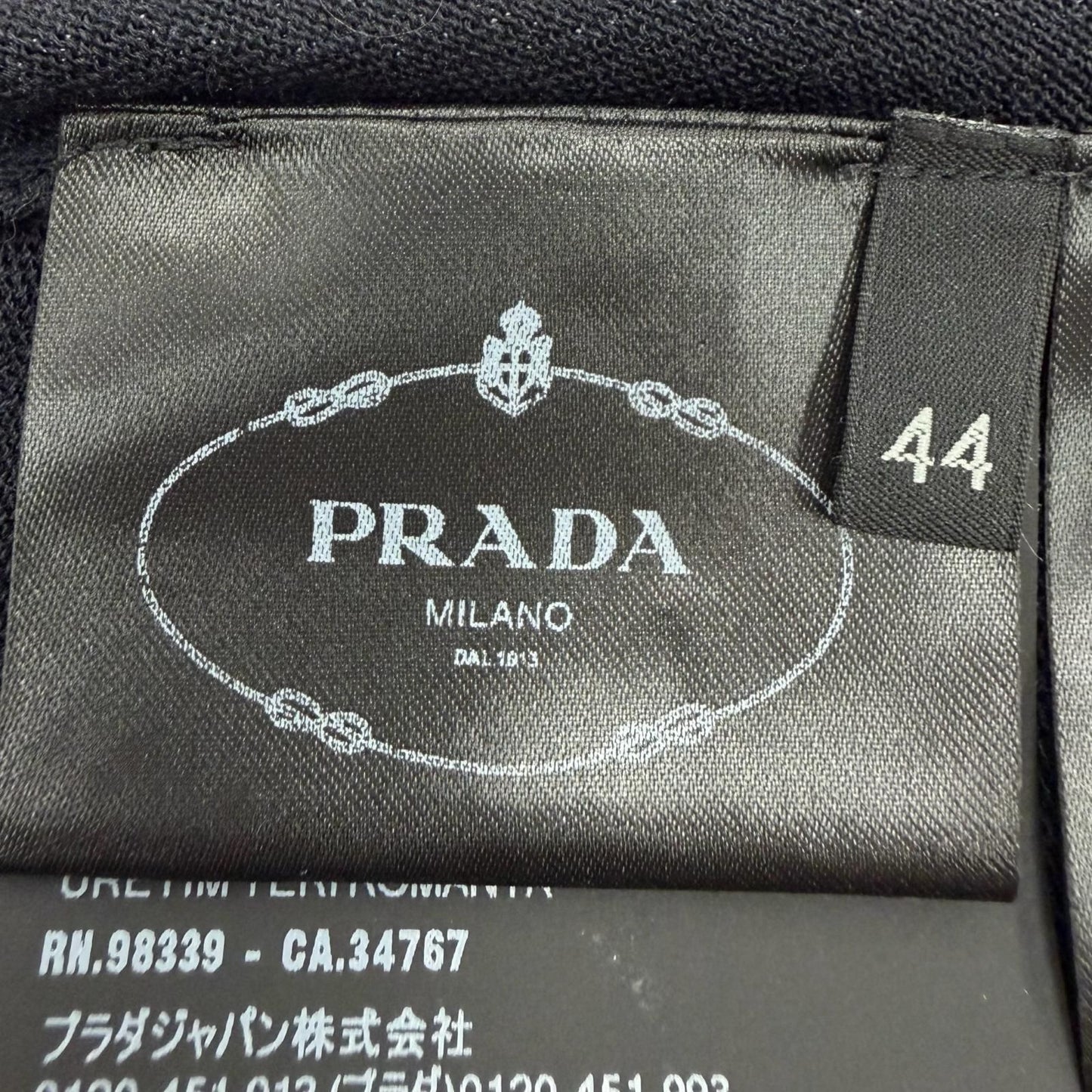 Prada Silk Cotton Collared 2-Way Long Sleeve Polo Shirt Knit Navy White 44 — view 9