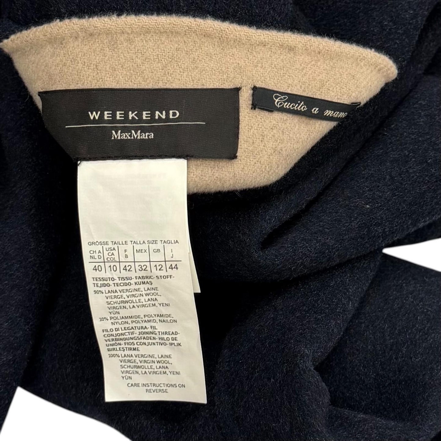 Max Mara Weekend Maxmara Reversible Wool Coat Navy Beige 44 — view 9