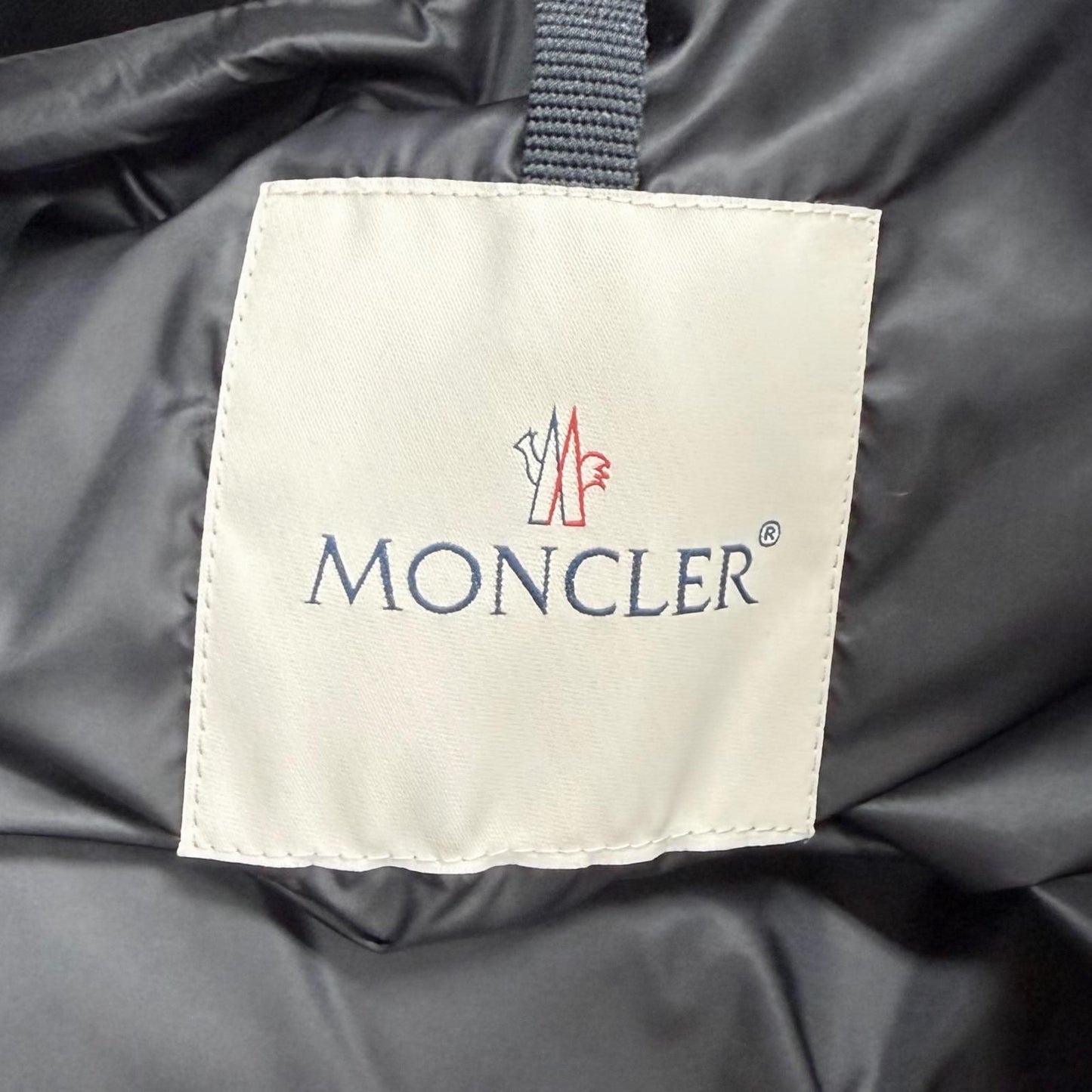 Moncler Adib Logo Button Zip UP Leather Down Jacket Black 1 Garment Hanger — view 9