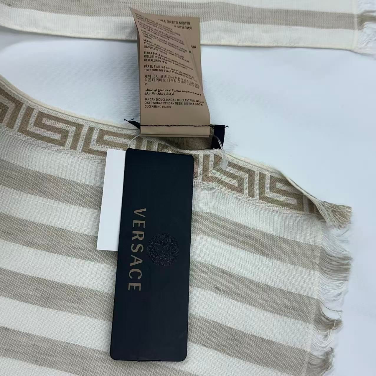 Versace Scarf Shawl Fringe Beige — view 8