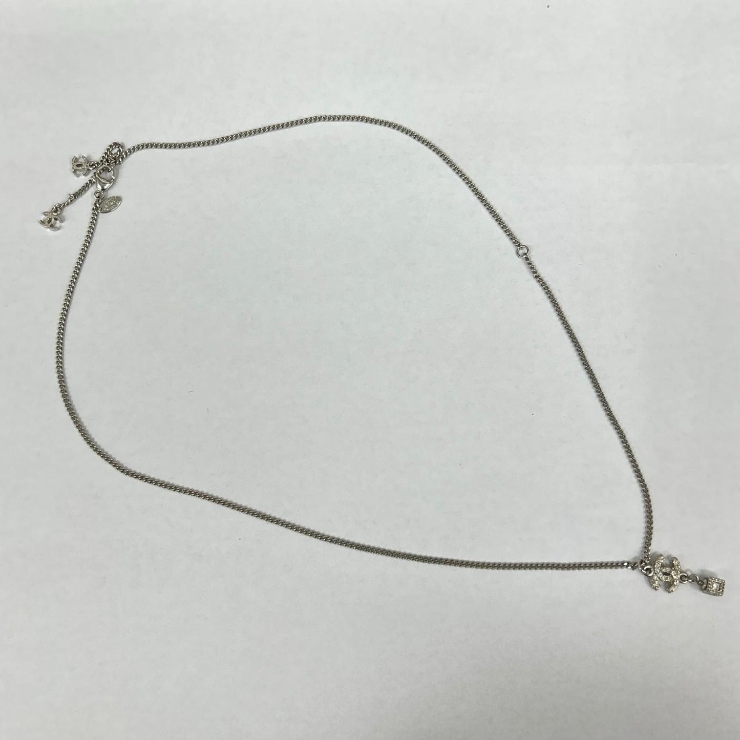 Chanel Necklace CC Logo Rhinestone Cube Charm — view 7