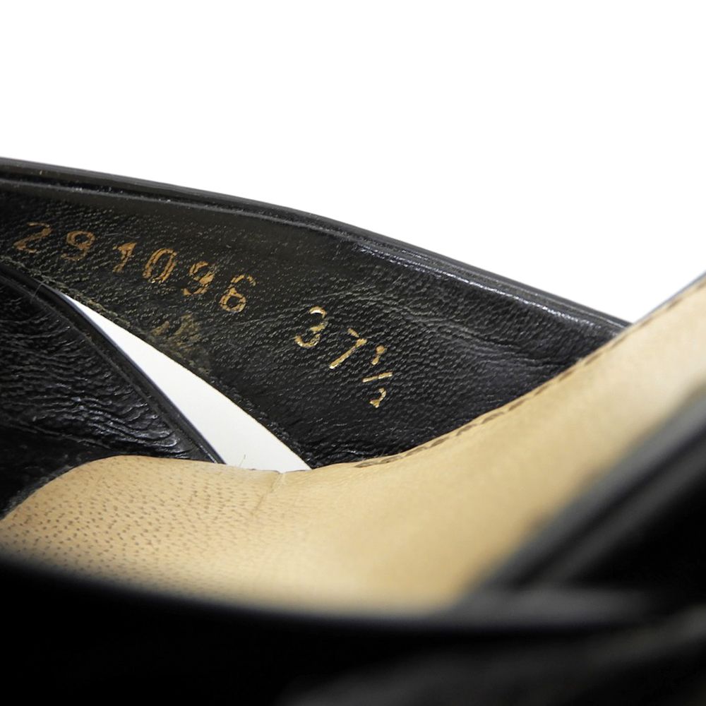 Gucci Micro Guccissima Patent Leather Wedge Sole Sandals Shoes Black 37.5 — view 6
