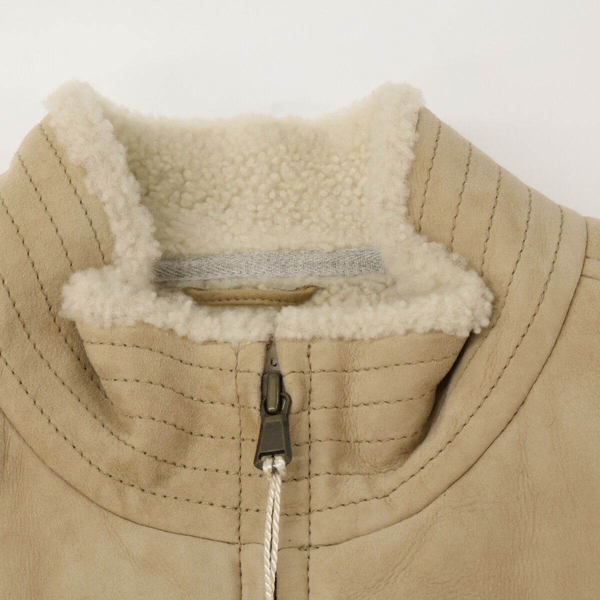 Brunello Cucinelli Suede Inner Boa Zip Up Jacket — view 9